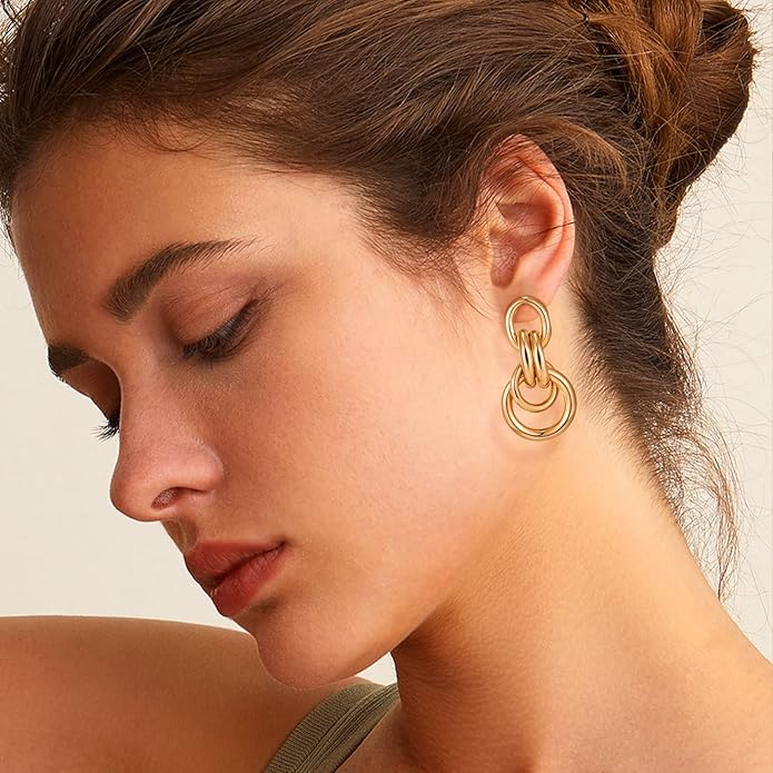 Gold Geometric Drop Dangle Earrings for Women Long Link Dangle Earrings Jewelry Gift