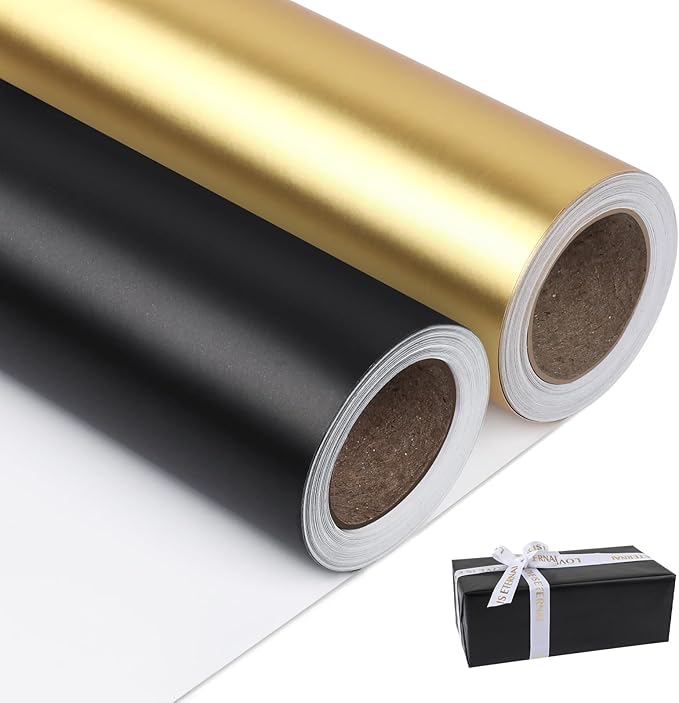 NESCCI Matte Metal Wrapping Paper, Solid Color Paper-2 Roll,17.5 Inches X 32.8 Feet Per Roll,Gift Wrapping Paper,Perfect for Wedding,Valentine's Day,Birthday,Baby Shower,DIY Bouquet