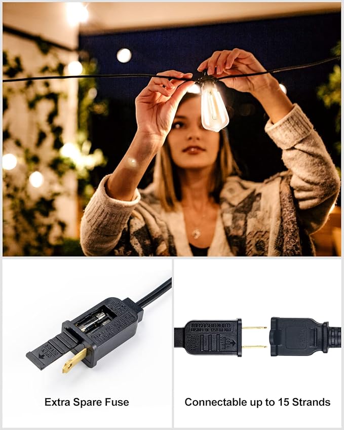 Lightdot 300FT Outdoor String Lights, LED Bistro String Lights with Shatterproof ST38 Bulbs, 2200K Dimmable, Waterproof Hanging Lights for Porch, Party, Garden, Backyard, Balcony - ETL Listed