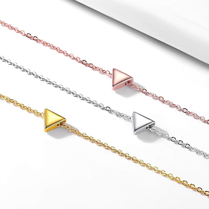 ChicSilver Personalized 925 Sterling Silver Dainty Small Heart/Star/Moon/Dot/Triangle Pendant Necklace for Women, Silver/Gold/Rose Gold/Black (with Gift Box)