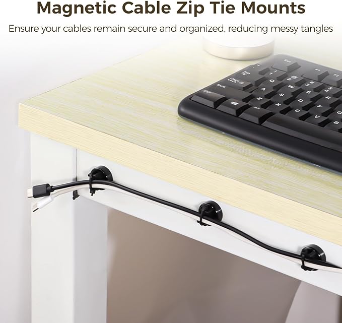 Magnetic Cable Zip Tie Mounts, 25 Pcs Magnets with 100 Pcs Cable Zip Ties, Multipurpose Magnetic Cables Holder for Cables Management, Wire Management Bases