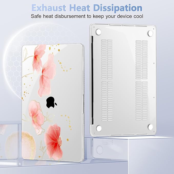 Case for MacBook Pro 13 inch with/Without Touch Bar (2016-2022, M2 A2338 M1 A2289 A2251 A2159 A1989 A1706 A1708), Hard Shell + Keyboard Cover + Dust Plug, Spring Floral