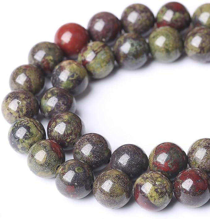 180PCS 4mm Natural Dragon Blood Jasper Beads Round Loose Energy Healing Stone Beads for Jewelry Making DIY Bracelet 32" 2 Strands