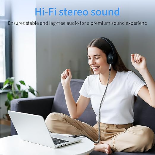 Aux Cable (20 ft), [Copper Shell, Hi-Fi Sound] 3.5 mm Male to Male Braided Auxiliary Cord Compatible with Headphone, Smartphone, Home/Car Stereo, Speaker, Echo & More