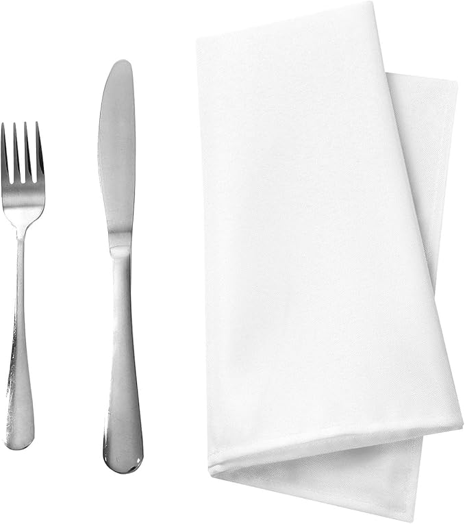 25pcs Polyester Cloth Napkins - 20 x 20 inch White Dinner Washable Napkins with Hemmed Edges for Restaurant/Wedding/Hotel(25,White)