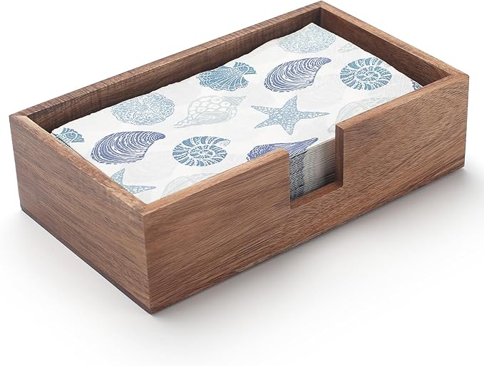 Guest Towel Napkin Holder, Wood Napkin Holder for Table, Disposable Hand Towel Tray, Wooden Napkin Basket Tray for Kitchen Bathroom (9.5 x 5.5 x 2.5 inch)