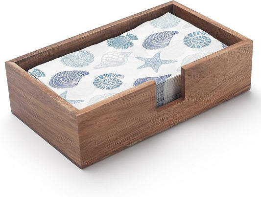 Guest Towel Napkin Holder, Wood Napkin Holder for Table, Disposable Hand Towel Tray, Wooden Napkin Basket Tray for Kitchen Bathroom (9.5 x 5.5 x 2.5 inch)