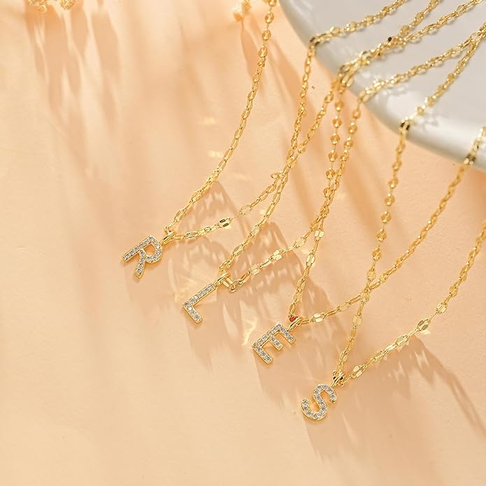 Initial Necklaces for Women,14K Gold Plated Necklaces, A-Z Letter Pendant Charm Necklace Trendy Dainty Hypoallergenic CZ Custom Personalized Name Necklace Gold Jewelry Birthday Christmas Gift for Her
