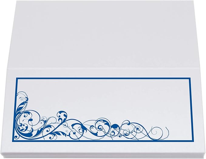 Scribble Vintage Swirl Place Cards, Royal Blue (Choose Color), Set of 150, Pre-cut and Scored - Wedding, Party, Dinner, and Special Events - Made in the USA