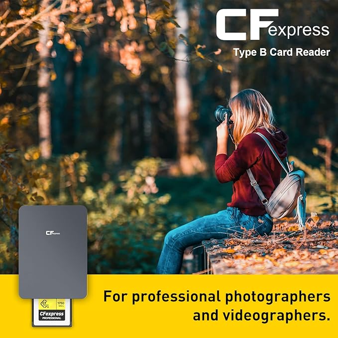 CFexpress Card Reader, USB 3.2 Gen 2 10Gbps CFexpress Tyep B Card Readers, Portable Aluminum Memory Card Adapter, Support for Thunderbolt 3/4 Port, for Professional Filmmakers, Photographers
