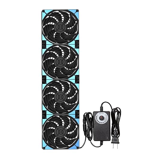 120mmx4 480mm Adjustable Computer PC Vent Fans 3-12V Speed Controller for Flexible Arrange Chicken Coop Rack Space Window Wall Cabinet Server Mining Rig Exhaust Cooling