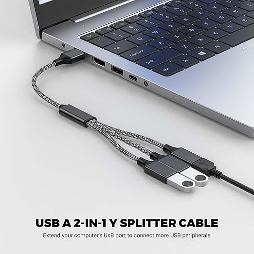 USB Y Splitter 1 in 3 Out (1Ft/30cm), USB Male to 3 Female Cable for PC/Laptop/MacBook/Keyboard/PS4/PS5/Flash Drive/LED Etc.(Black)