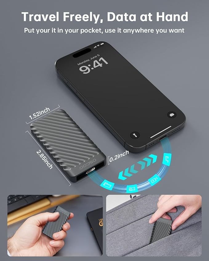 512GB Portable SSD, Up to 2000MB/s, USB 3.2 Gen 2x2 External Solid State Drive, Dual USB-C&A, Compatible with iPhone 15/16/17, Android, Mac, Laptops, Tablets, Smart TVs, Cameras, Game Consoles
