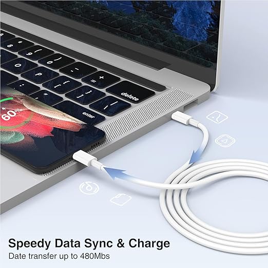 3-Pack 10FT 60W USB C to USB C Cable, Type C to Type C Cable,Fast Charging Cable for iPhone 16 15 Pro Plus Pro Max，for Galaxy S24 S23, for iPad Pro/Air, for MacBook Pro/Air and More
