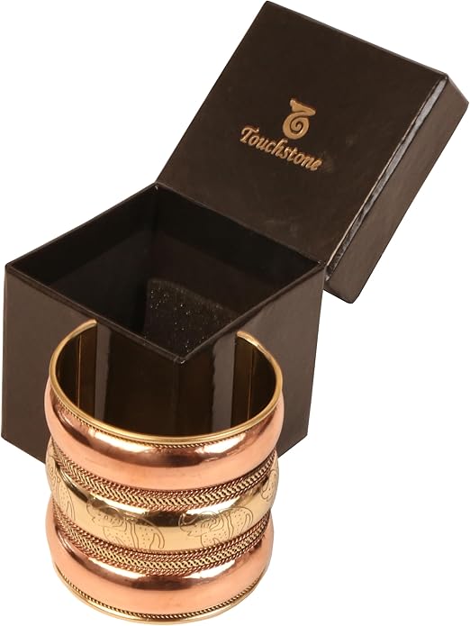 Touchstone Indian Bollywood Handcrafted Slip In Easy To Wear Stylish Wrist Enhancer Designer Broad Jewelry Cuff Bracelet For Women and Men.