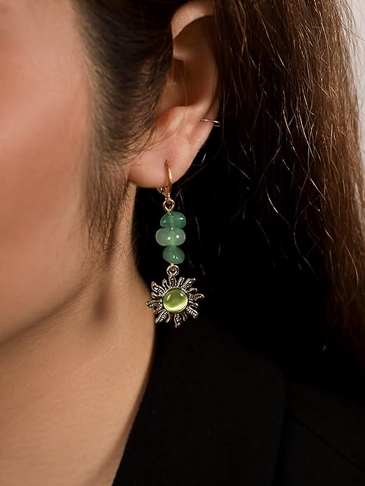Sacina Boho Hippie Gothic Crystal Celestial Sun Earrings, Boho Earrings, Hippie Jewelry, Christmas Jewelry Gift For Women