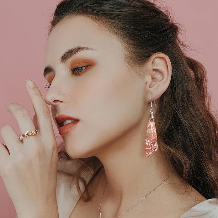 SELOVO Jasper Stone Earrings for Women Trendy Dangle Earrings Fishhook Drop Earrings