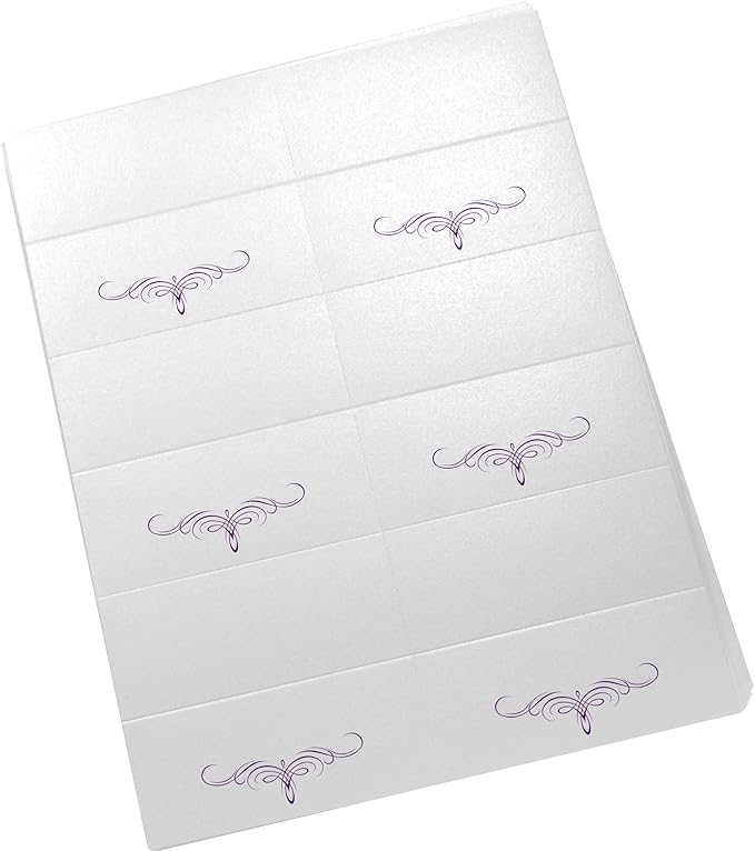 Decadent Flourish Printable Place Cards, Eggplant (Choose Color), Set of 60 (10 Sheets), Laser & Inkjet Printers - Wedding, Party, Dinner, and Special Events - Made in the USA