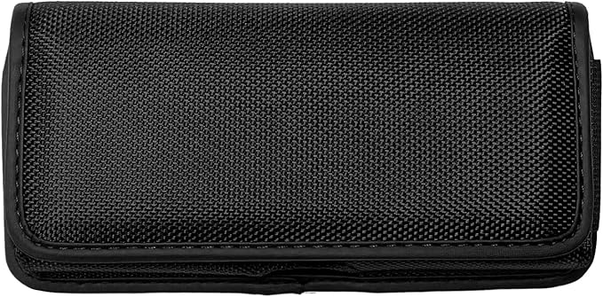 Nylon Cell Phone Holster for Samsung Galaxy A21, A22 5G, Note20 Ultra, S20/S21/S22 Ultra 5G, T-Mobile REVVL 6 Pro - Horizontal Case Canvas Waist Carrying Pouch with Belt Clip/Loops, Black