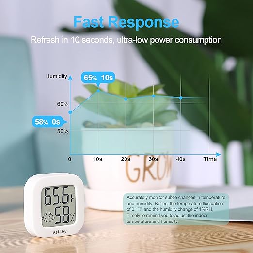 Vaikby Indoor Thermometer 4Pack, Humidity Gauge Meter Digital Hygrometer Room Thermometer for Home, Hight Accurate Temperature and Humidity Monitor, Large LCD Display Fahrenheit or Celsius