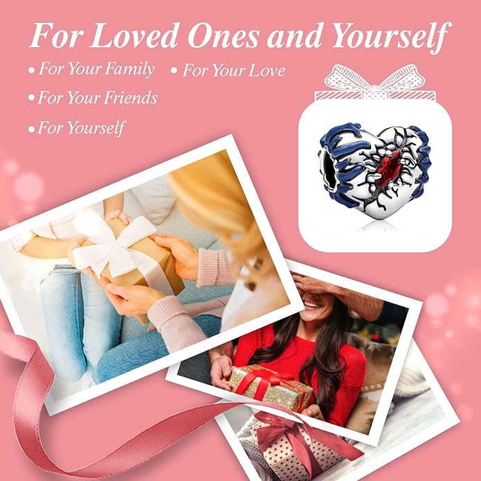 Cute Fashion Heart Charms,S925 Sterling Silver Charm,Bead for Bracelets and Necklaces,For Women Jewelry Present