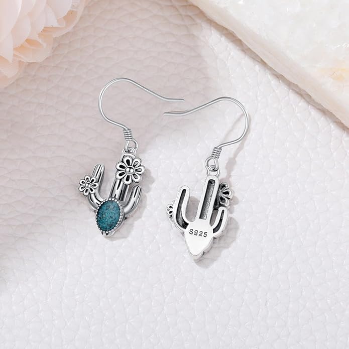 Western Earrings for Women 925 Sterling Silver Turquoise Western Country Dangle Drop Earrings Country Jewelry Gifts for Cowgirl Cowboy