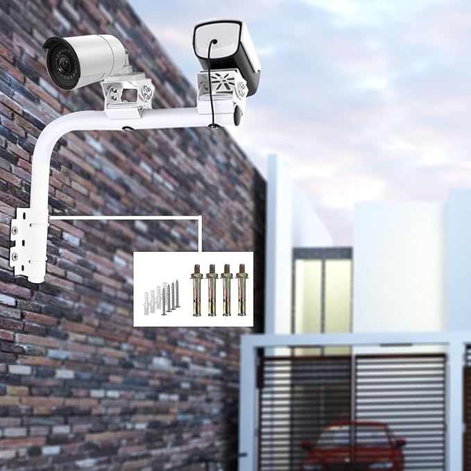 WiTi Heavy Duty Dual Mount 40CM Arm Bracket for Cameras,Long Pole with 2 Mounts for CCTV Security Surveillance System,Project and Home Solution for Indoor and Outdoor