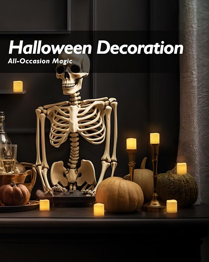 Homemory 24Pack Flickering Flameless Votive Candles,200+Hour Electric Fake Candles,Battery Operated LED Tealight for Wedding,Outdoor,Table,Halloween,Christmas Decor(Warm White,Battery Included)