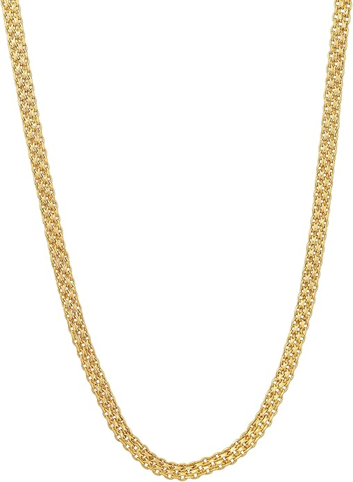 Gold Plated Link Chain Necklace for Women 18 Inch with 2 Inch Extender Adjustable Geometric Brass Jewelry Daily Wear Gift for Her Christmas