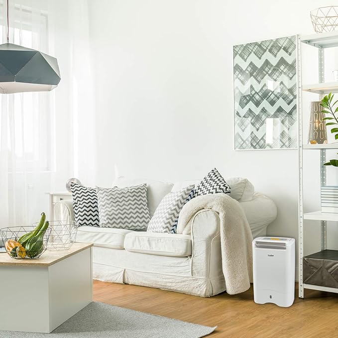 Ivation 19 Pint Small-Area Desiccant Dehumidifier Compact and Quiet - with Continuous Drain Hose for Smaller Spaces, Bathroom, Attic, Crawlspace and Closets - for Spaces Up to 410 Sq Ft