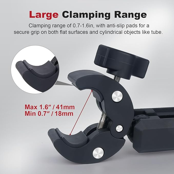 Motorcycle Ebike Mount kit for Insta360 X5, Bike & Golf Car Handlebar Clamp Mount and 59" Invisible Selfie Stick Bundle Kit, Super Clamp, Action Camera Adapter for GO2/3/3S/DJl, JC027