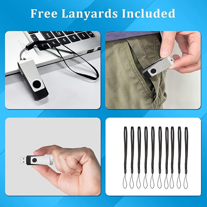 (Not 128GB) 128MB Flash Drives 100 Pack, Wooolken USB 2.0 Thumb Drive with Lanyards Bulk USB Sticks for Weddings,Office, School, Data Storage Backup