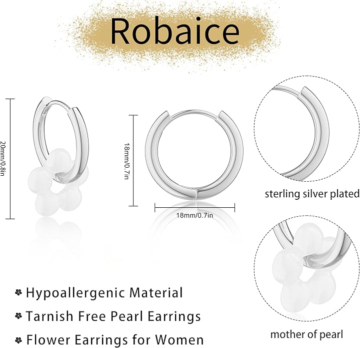 Gold Pearl Dangle Earrings for Women, 14K Gold Plated Small Pearl Drop Huggie Hoop Earrings, Hypoallergenic Dainty Gold Earrings Wedding Jewelry Gifts for Women Trendy