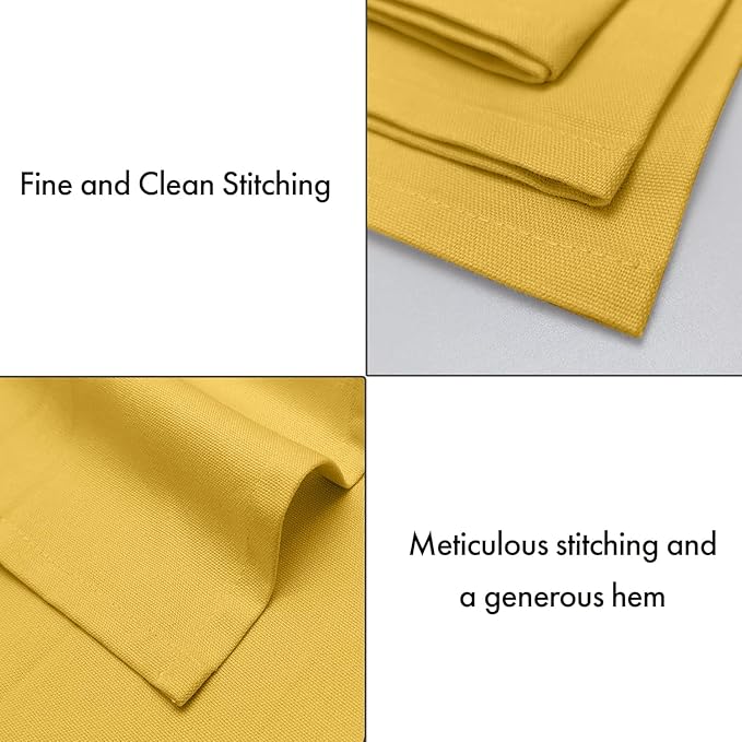Ruvanti Premium Cloth Napkins Set of 12, 18x18 Inches, 100% Cotton, Washable, Soft & Absorbent, Perfect for Wedding, Christmas, ‎Thanksgiving Dinners -Spicy Mustard