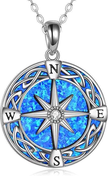 Compass Necklace Sterling Silver Celtic Knot Necklace Graduation Friendship Talisman Travel Necklace Inspirational Graduation Gift Jewelry Gifts for Women Girls