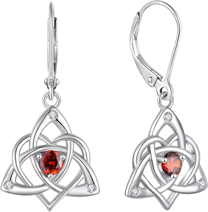Starchenie Celtic Knot Dangle Earrings Sterling Silver Trinity Love Knot Leverback Earrings Gemstones Jewelry for Women