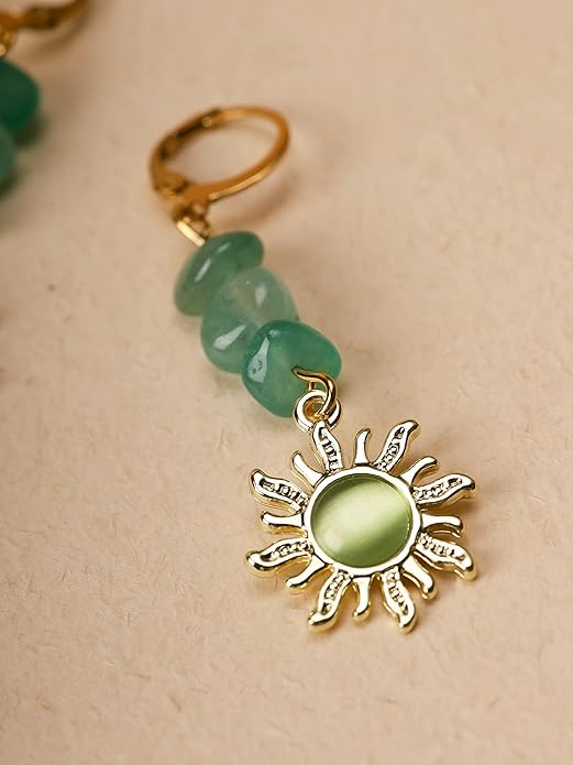 Sacina Boho Hippie Gothic Crystal Celestial Sun Earrings, Boho Earrings, Hippie Jewelry, Christmas Jewelry Gift For Women