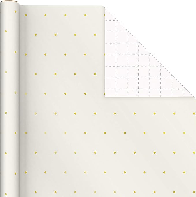 Hallmark Minimalist Christmas Wrapping Paper with Cut Lines on Reverse (3 Rolls: 120 sq. ft. ttl) Red, White, Gold Trees, Stripes, Dots