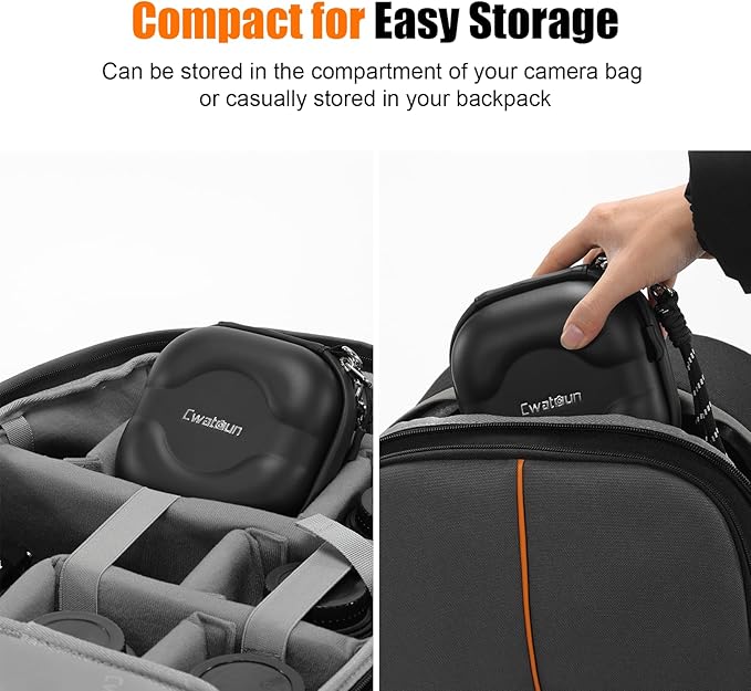 Cwatcun Hard Shell Lens Filter Case, Camera Filter Case for 7 Filters Up to 100mm with Hand Strap, Dustproof & Waterproof Camera Lens Filter Storage Case for ND UV CPL Filter Pouch