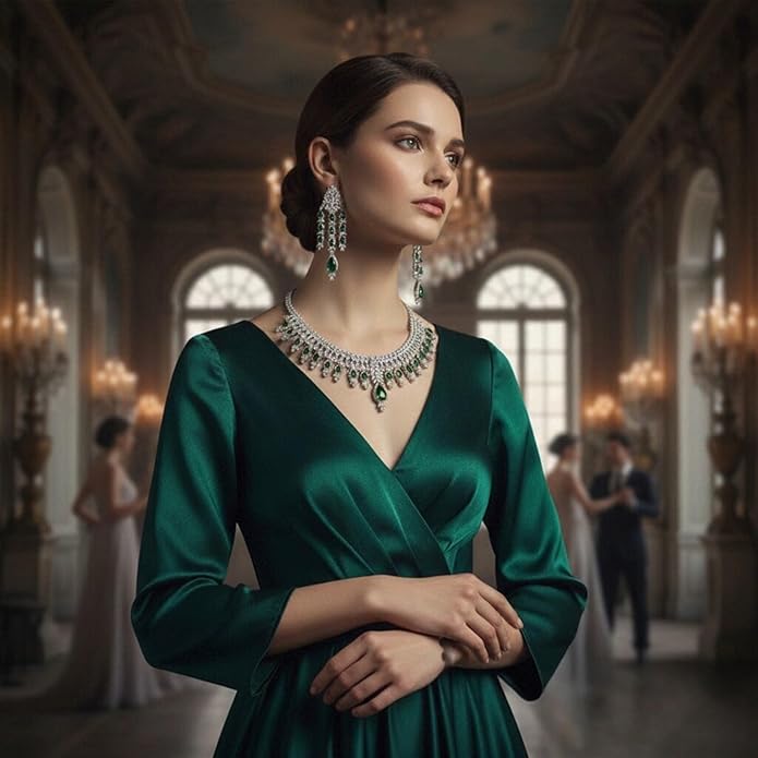 Rhinestone Wedding Bridal Jewelry Set Women's Prom-Style Necklace, Earrings, Bracelet, Ring Bridesmaid Gift Pairs with Evening Gown