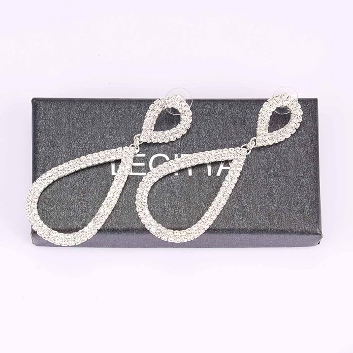 Rhinestone Teardrop Dangle Earrings Sparkly Wedding Jewelry