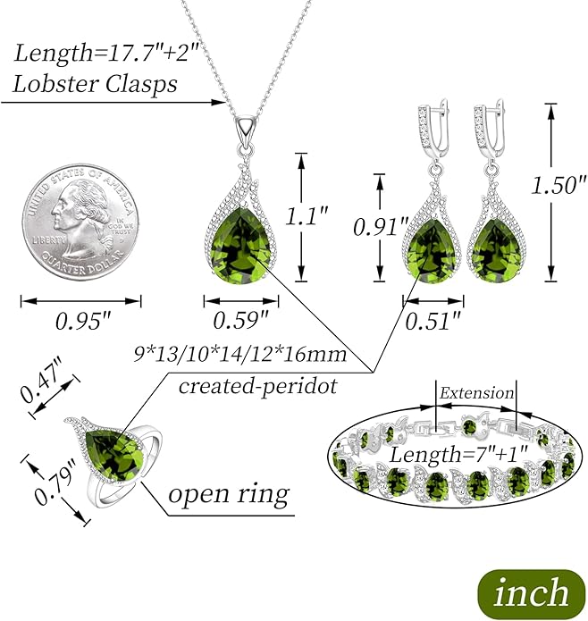 GZWHD Jewelry Set for Women CZ Earrings Necklace Ring Bracelet Set Prom Party Wedding Jewelry Gift for Mother Friend Wife