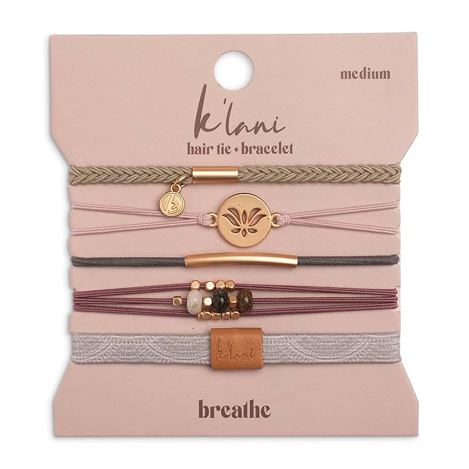 K'lani Hair Tie Bracelets for Women - Elastic Hair Bands That Double as Stylish Jewelry - Breathe - Large