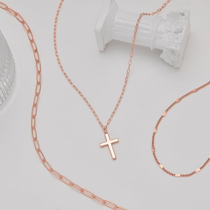 Layered Gold Necklaces for Women, Stackable Dainty 14K Gold Silver Plated Trendy Simple Heart Diamond Cross Bow Circle Pendant Paperclip Choker Dot Chain Necklace,Jewelry Set Gifts for Women