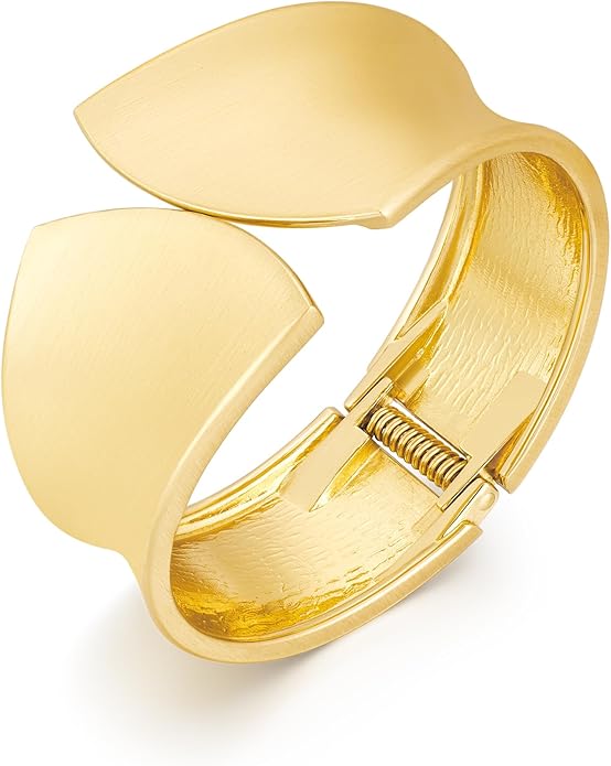 Statement Golden Matte Bracelet for women Minimalist Chunky Brushed Bangle Bracelet Vintage Thick Wide Cuff bracelet Gold Plated Open Cuff Geometric Bracelet