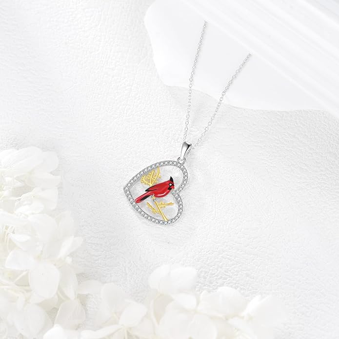 YFN 925 Sterling Silver Hummingbird/Cardinal/Cat Necklace for Women Animal Pendant with Adjustable 18"+2" Chain Jewelry Gift for Christmas, Valentine's Day, Mother's Day, Birthday-Gift Box Included