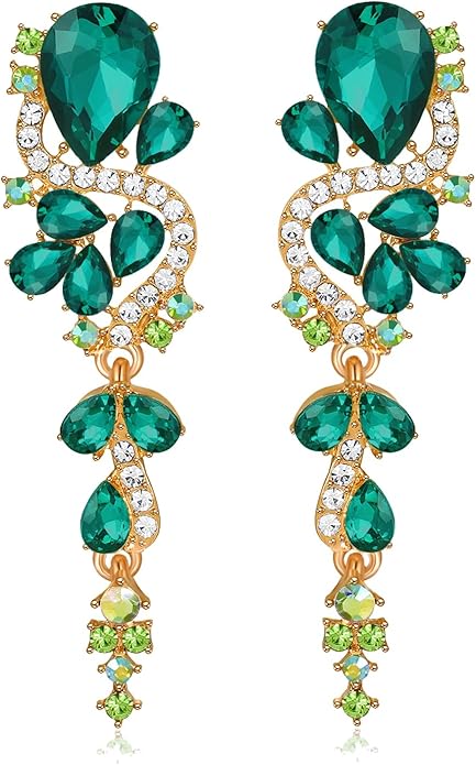 Rhinestone Statement Dangle Earrings Sparkly Crystal Bridal Wedding Earrings for Brides Bridesmaides Chandelier Teardrop Earrings for Women Prom Party