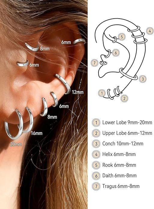 FaithHeart Sterling Silver Hoop Earrings for Women, Hypoallergenic Huggie Hoop Earrings Lightweight Small Cartilage Earrings Hoop Earring Dainty Everyday Earrings 6/8/10/12/14/15/16/18/20mm