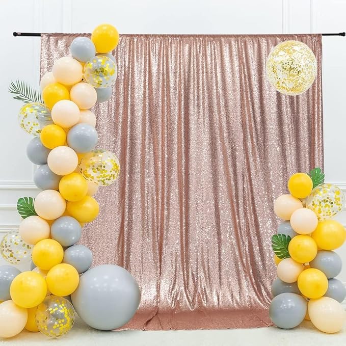 Eternal Beauty Rose Gold Sequin Backdrop, 20x10 Ft Glitter Background Curtains for Shimmer Photography Party Wedding Birthday Back Drop Decor