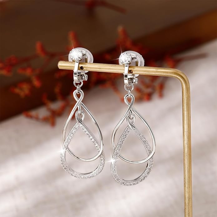 Clip on Earrings for Women Statement Drop Dangle Earrings for Women Jewelry Hypoallergenic Trendy 14K Gold/Silver Plated Earring Non Pierced Earring Jewelry Gifts Wedding Party Fashion Trendy Jewelry Gifts